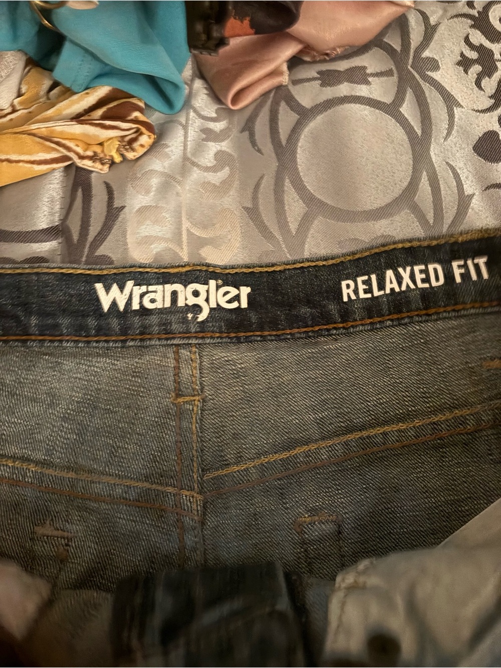 Wrangler Dark Blue Denim Jeans with Contrast Stitching